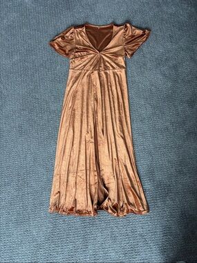 Women's Copper Twist-Front Velvet Maxi Dress